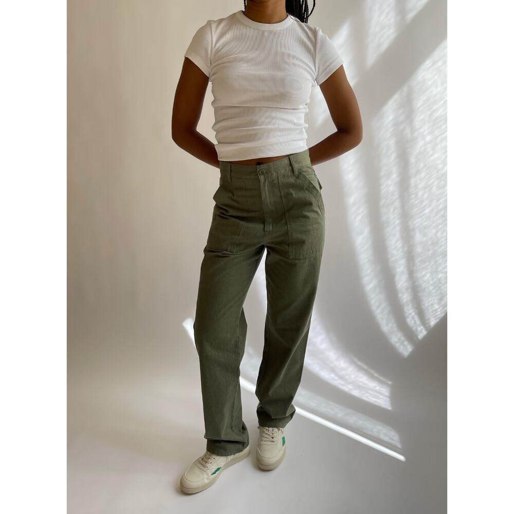 Djerf Avenue Green Go To Denim Twill Pants Size Small